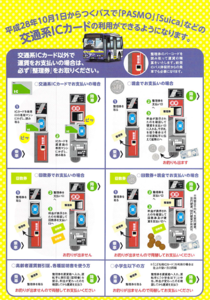 交通系ICカードでの運賃の支払い方法等の詳細チラシ