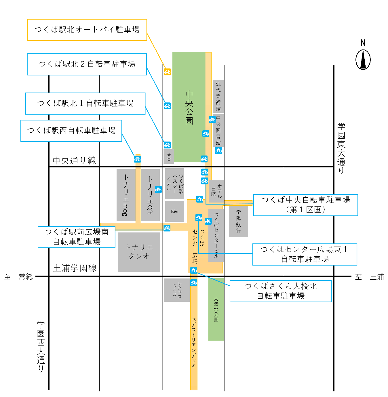 定期利用自転車等駐車場の位置図