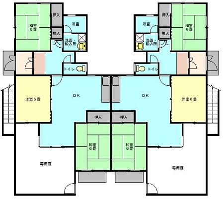 台町団地1号棟、2号棟 1階の間取り図