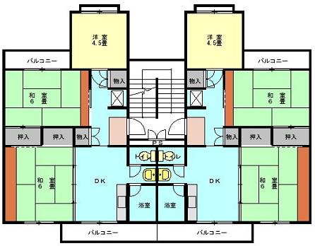 ひがし谷田川団地3号棟、4号棟、5号棟間取り