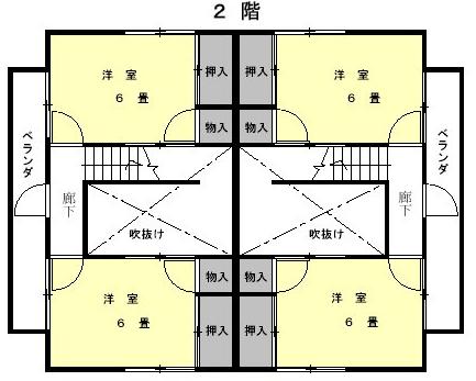 清水台住宅1号棟、2号棟、3号棟、4号棟2階の間取り図