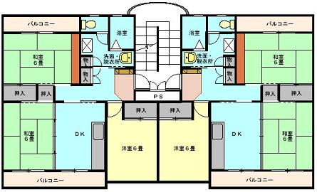 戸ノ山団地1号棟、2号棟の間取り図