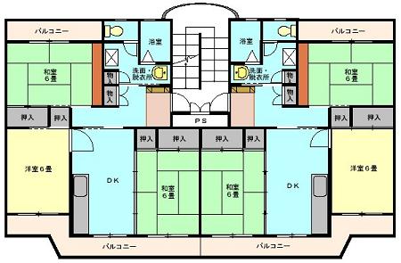 戸ノ山団地3号棟、4号棟、5号棟、6号棟の間取り図