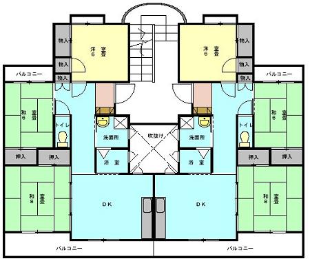 要害住宅4号棟、5号棟、6号棟の間取り図