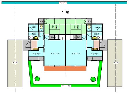 清水台住宅1号棟、2号棟、3号棟、4号棟1階の間取り図