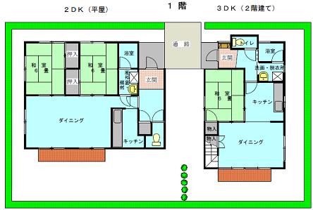 清水台住宅7号棟、8号棟1階の間取り図