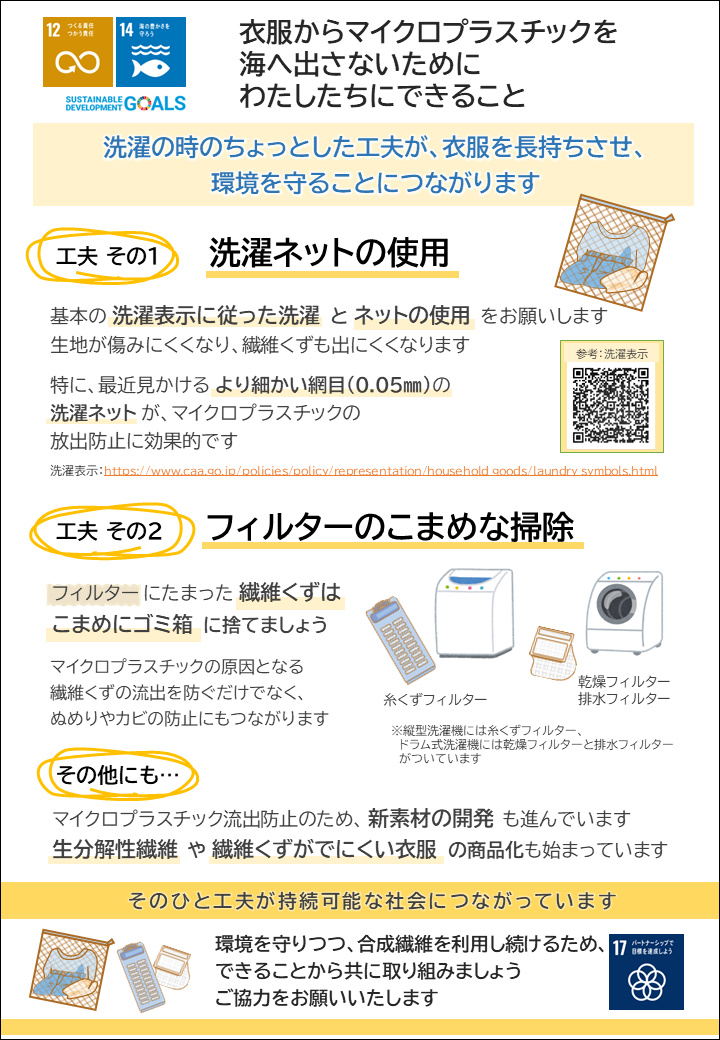 衣料品から出るマイクロプラスチック流出防止対策