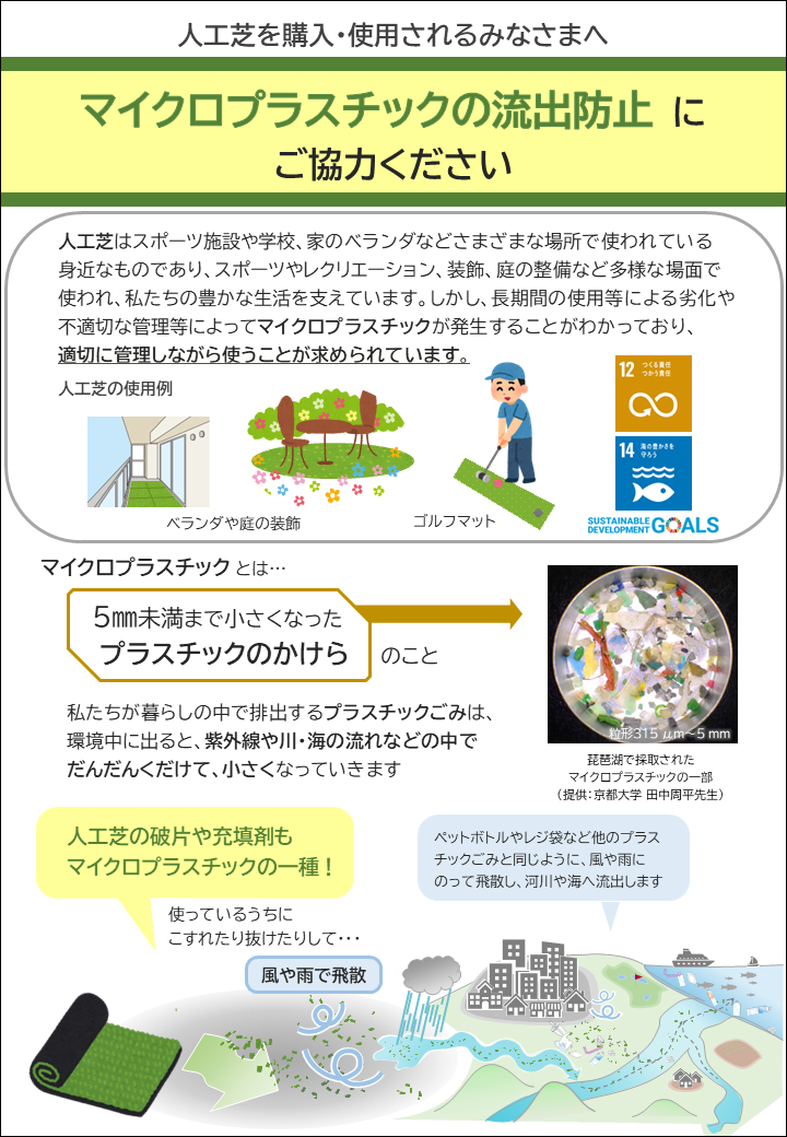 人工芝から出るマイクロプラスチック流出防止対策