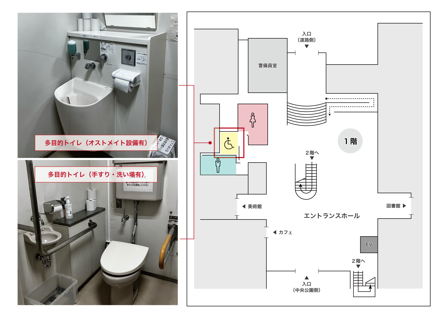 つくば文化会館アルス一階多目的トイレ案内図