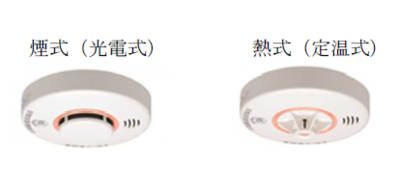 住宅用火災警報器の煙式と熱式のイメージ画像