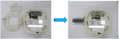 住宅用火災警報の電池を交換する様子の写真