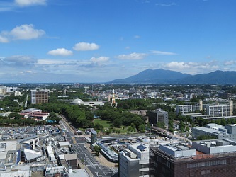 つくば市の町並みを上空から撮影した写真