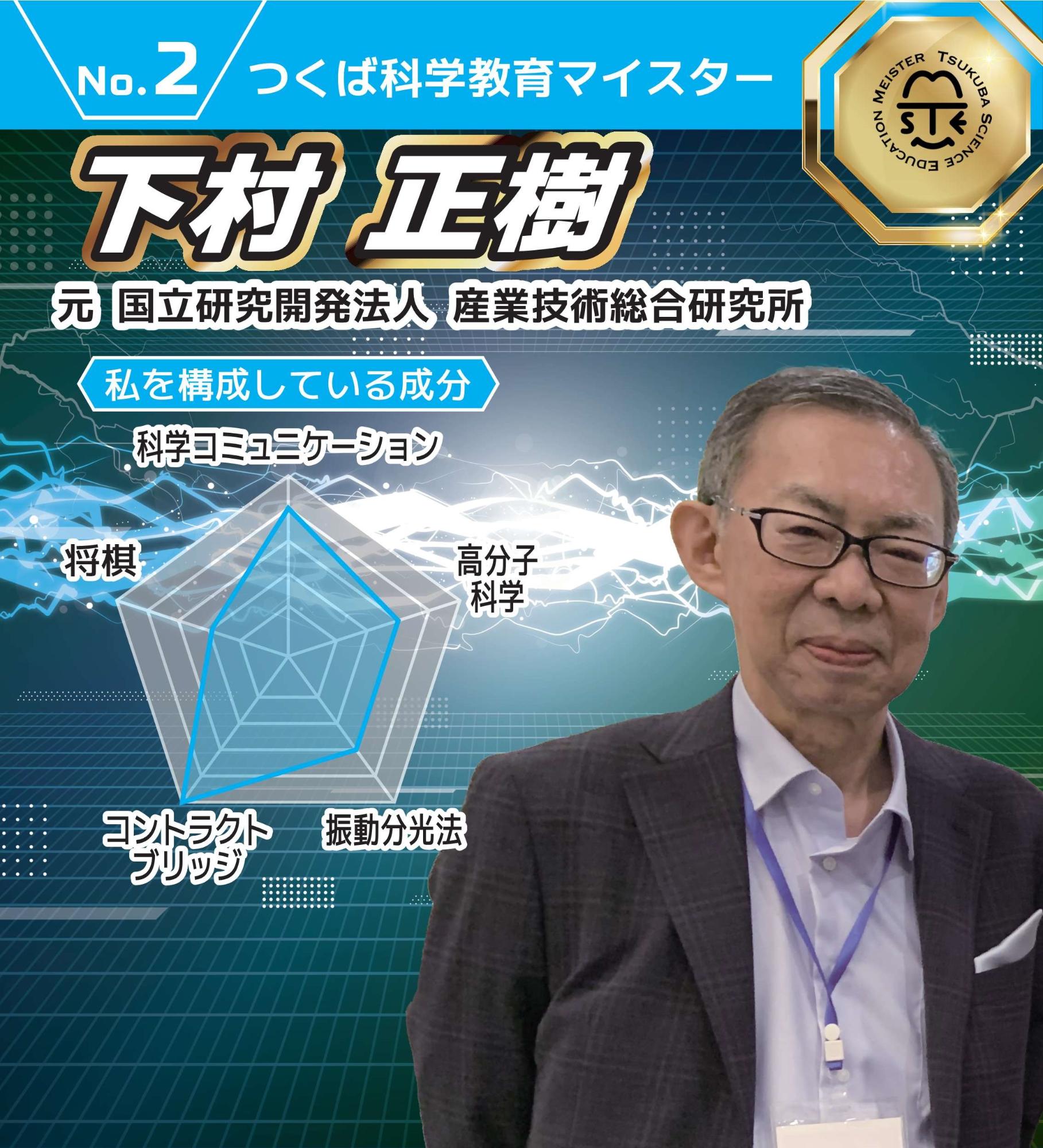 青い背景、下村 正樹さんの写真