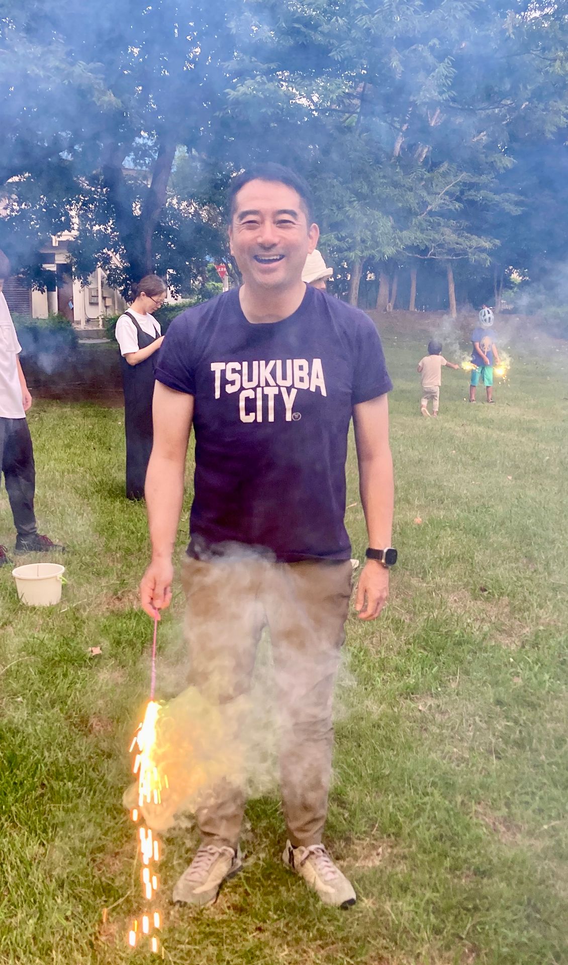 花火を楽しむ市長