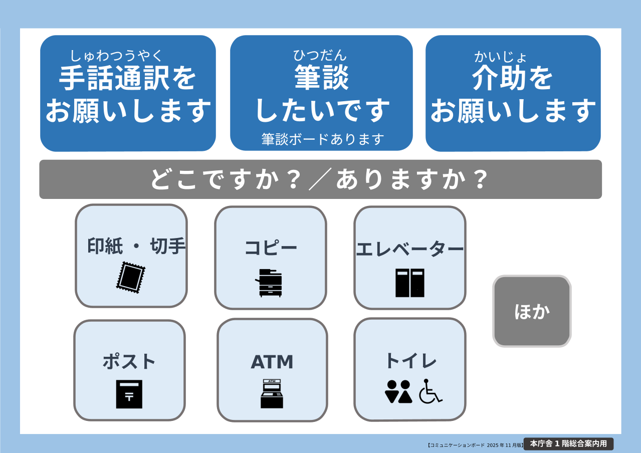 総合案内のコミュニケーションボード