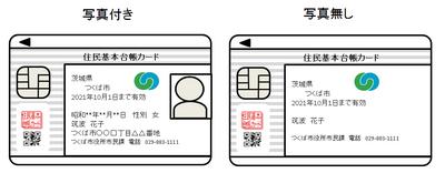 写真付き住民基本台帳カードと写真無し住民基本台帳カードのイラスト