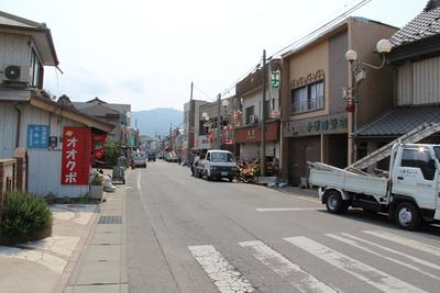 倒壊した電柱が撤去された北条商店街の写真