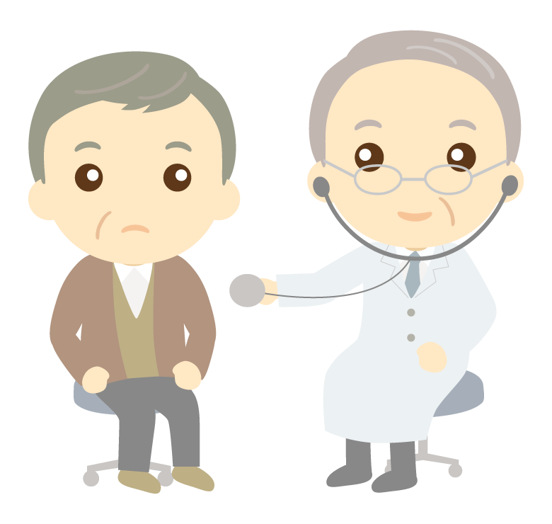 医師の診察を受ける高齢の男性
