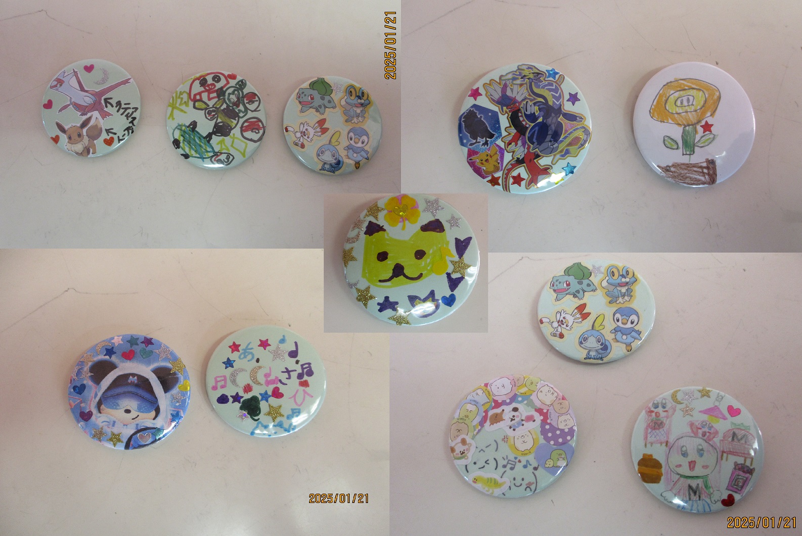 子供達の作品の缶バッチ