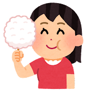 わたあめを食べている女の子のイラストの画像