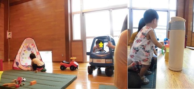 ボールプールやいろいろなおもちゃで遊ぶ子どもの写真