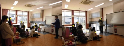 センター長の挨拶と学級長の挨拶の写真