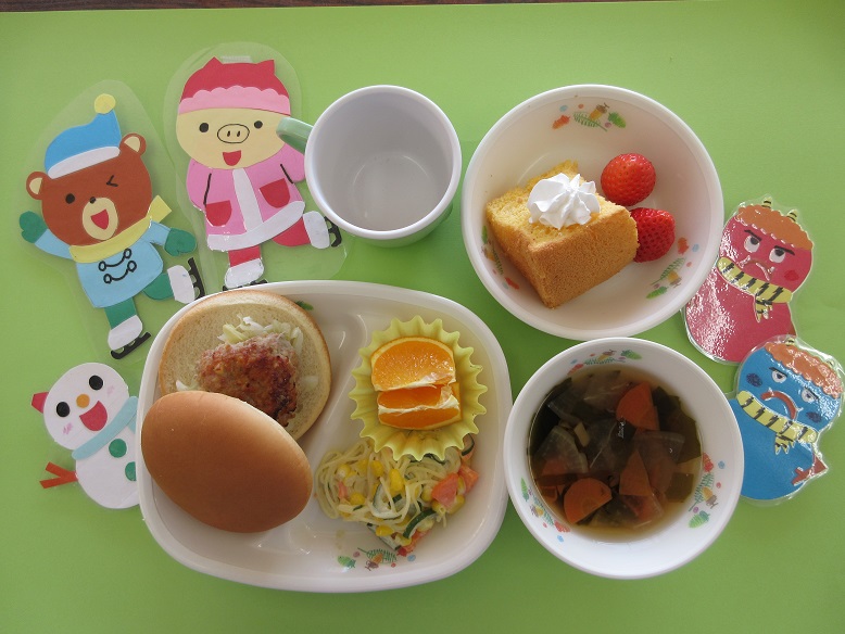 2月誕生会メニューハンバーガー
