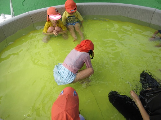 顔を水につける5歳児