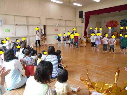 5歳児の和太鼓を見学