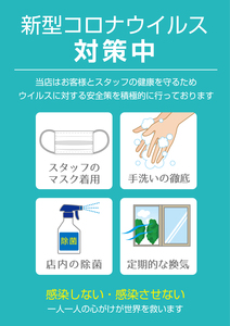 新型コロナウイルス対策中のポスターの画像