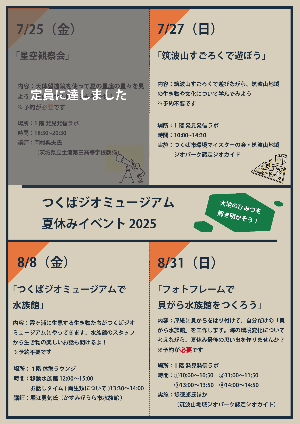 つくばジオミュージアム夏休みイベント2025
