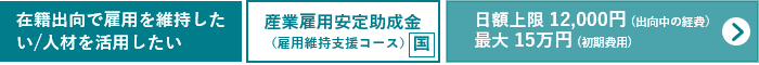 在籍出向で雇用を維持したい方/人材を活用したい方 産業雇用安定助成金へのリンク（厚生労働省のサイト）