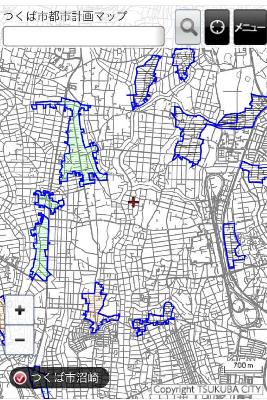 つくば市都市計画マップ上での区域指定表示イメージ、スマホ操作方法5