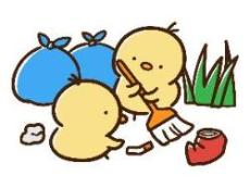 清掃活動を行うヒヨコ