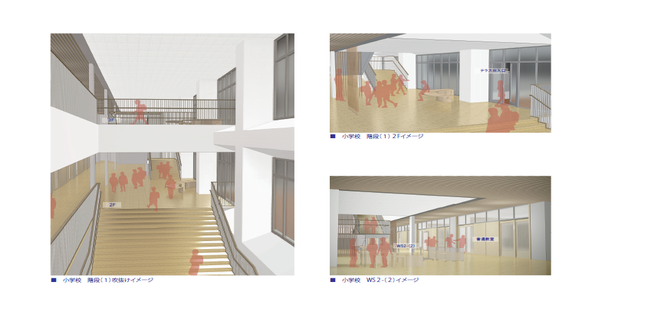 校内の階段・廊下スペースのイメージ図