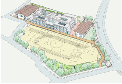 香取台小学校鳥瞰図のイラスト