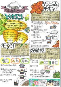 ヤンニョムチキン・七夕汁・のり酢あえのレシピのイラスト