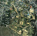小田城址の上空からの撮影写真