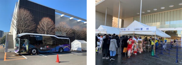 水素バスで検査を受ける様子