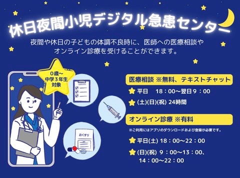 休日夜間小児デジタル急患センターについてはこちら