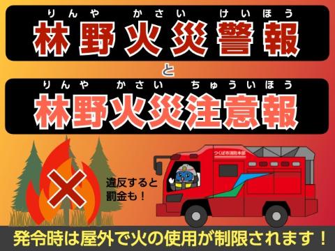 林野火災警報と林野火災注意報（発令時は屋外で火の使用が制限されます）
