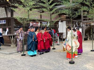 筑波山神社で御座替祭を行う神職の方の様子