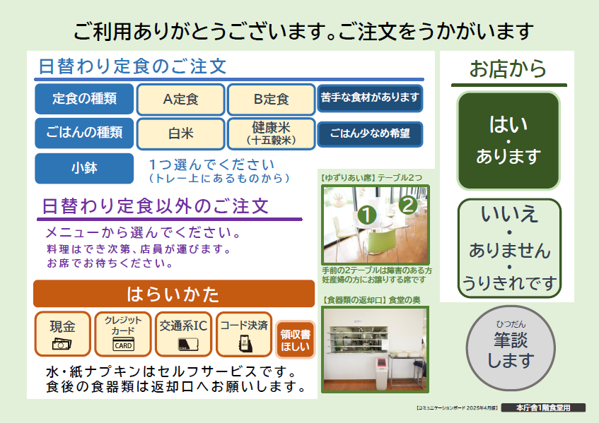 レストラン用コミュニケーションボード
