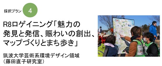 採択プラン4 R8ゲイニング「魅力の発見と発信、賑わいの創出、マップづくりとまち歩き」筑波大学芸術系環境デザイン領域（藤田直子研究室）