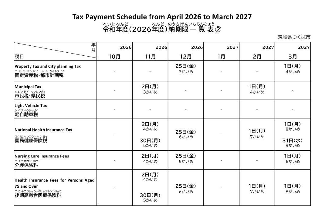 2026年度 納期限一覧表2