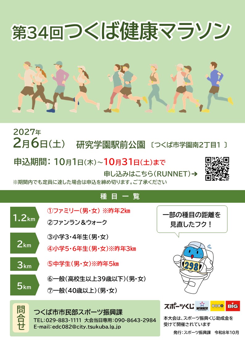 第34回つくば健康マラソンチラシ表