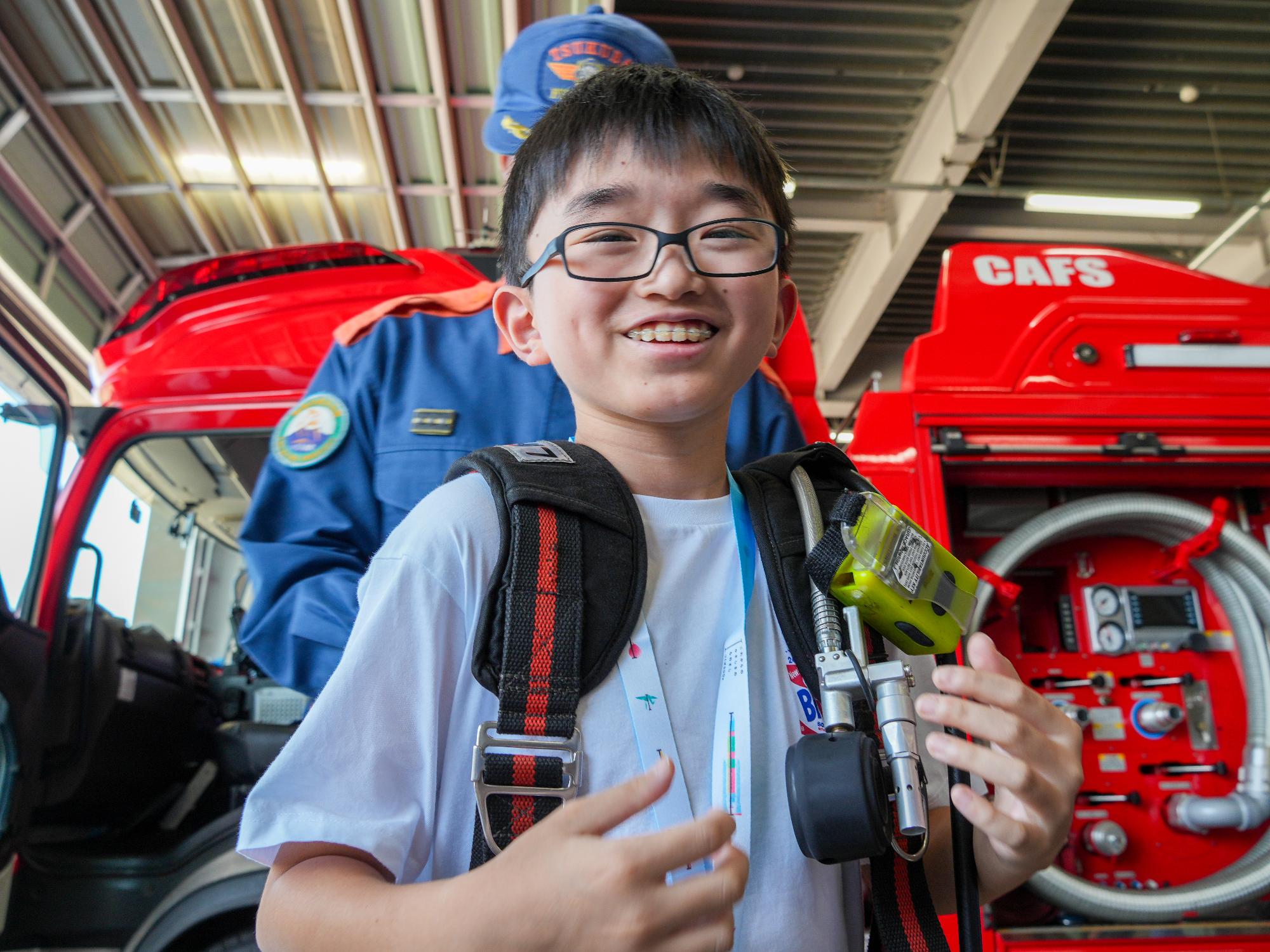 一日市長体験の様子（消防庁舎見学）