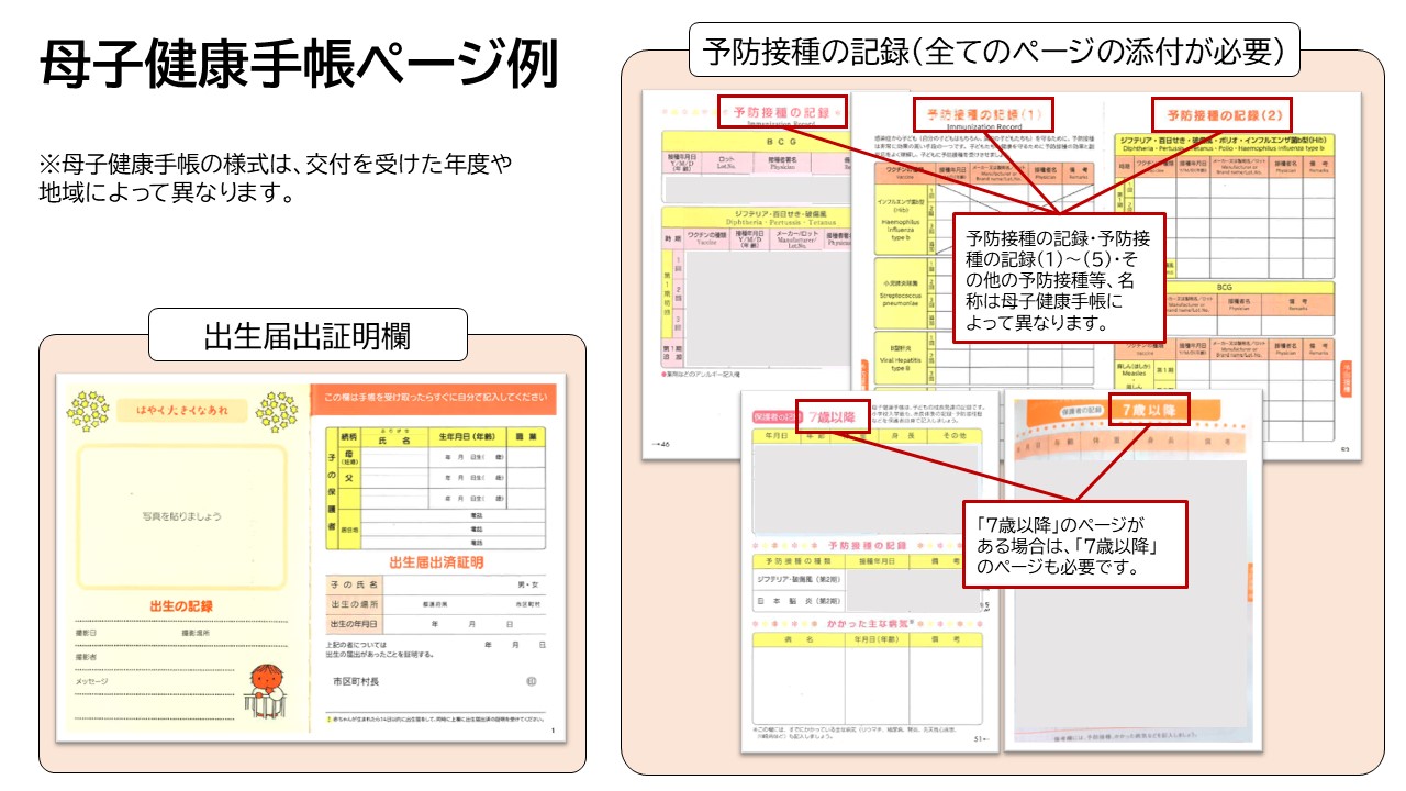 母子健康手帳ページ例