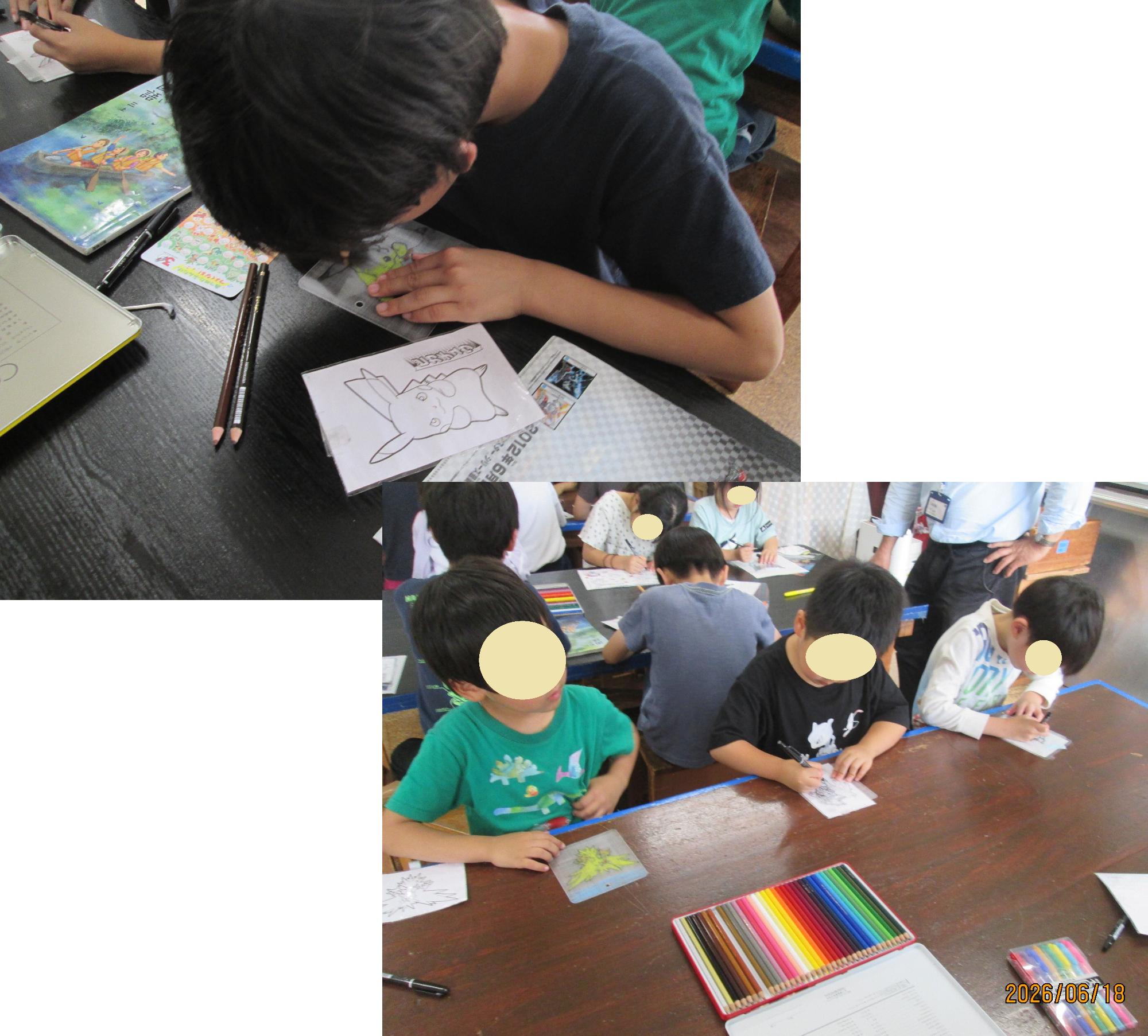 プラバンに絵を描いている写真