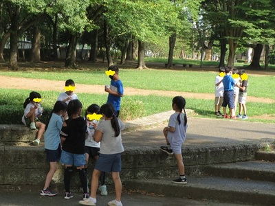 松代公園の広々した場所でかき氷を食べました。